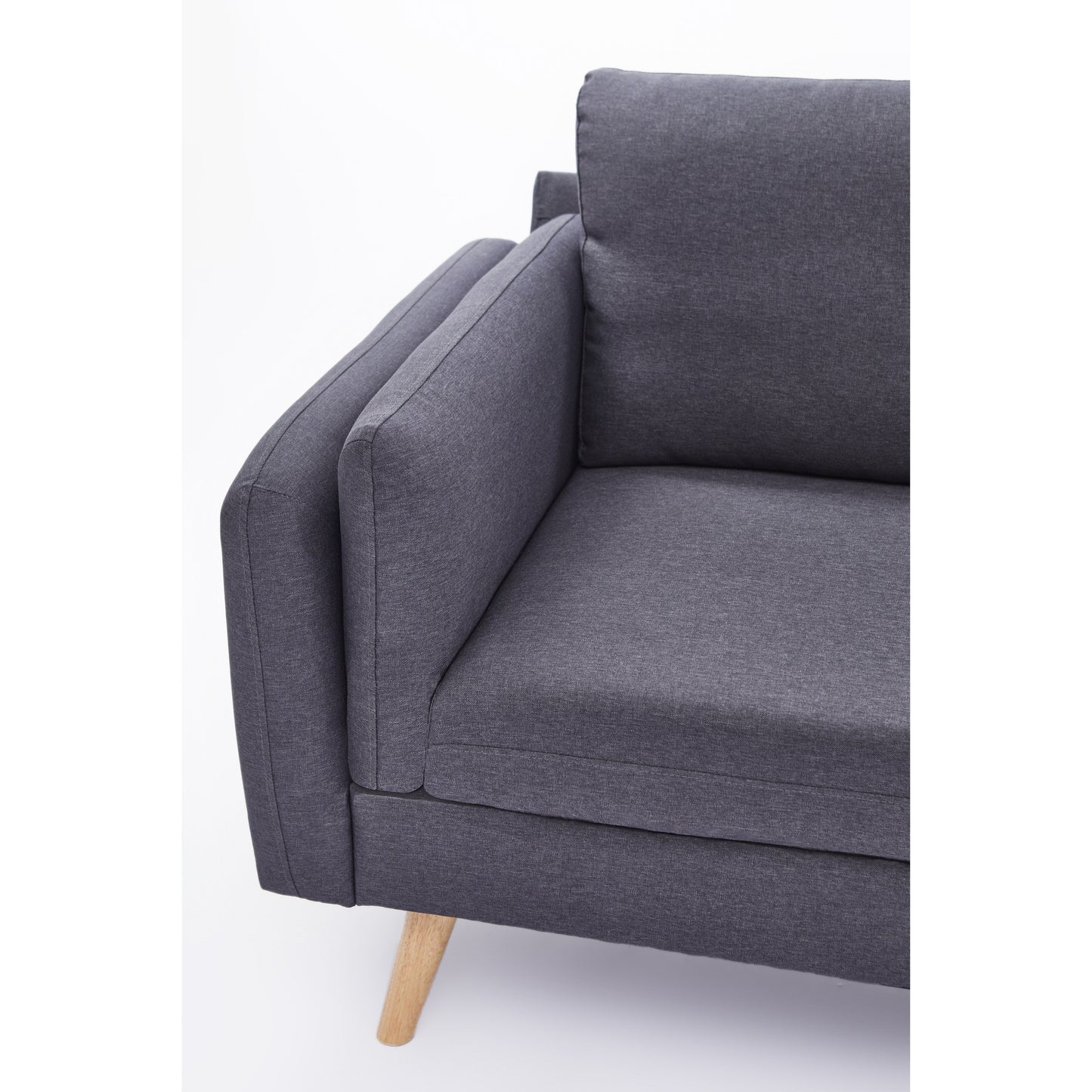 Canapé 3 places en L en lin de 84,6 pouces avec méridienne réversible, coussins à ressorts indépendants, structure en bois massif et accoudoirs doubles