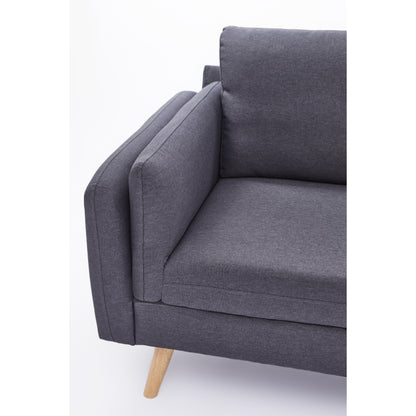 Canapé 3 places en L en lin de 84,6 pouces avec méridienne réversible, coussins à ressorts indépendants, structure en bois massif et accoudoirs doubles