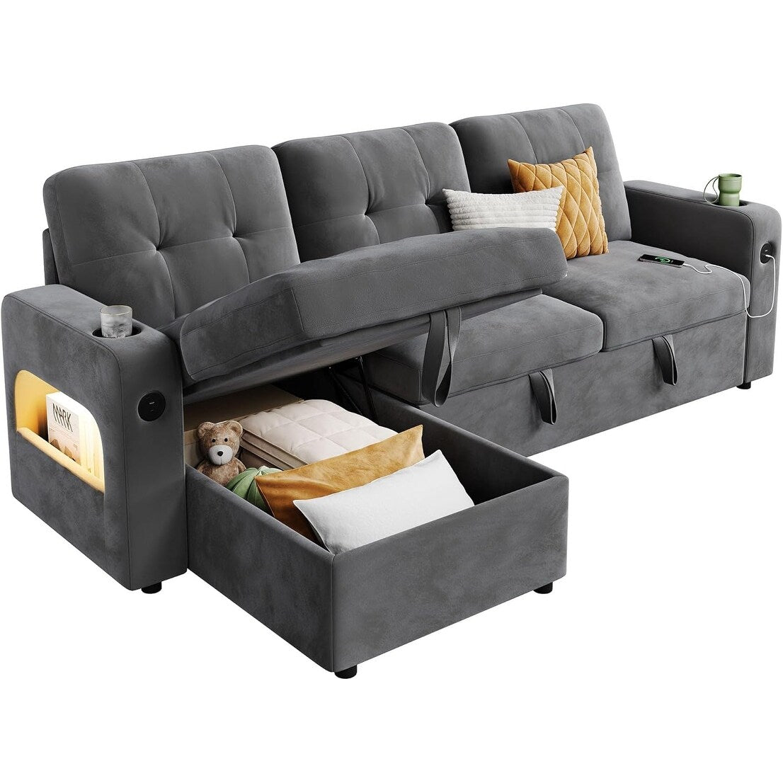 Canapé-lit 84 places, canapé-lit modulaire sectionnel Cloud avec rangement réversible