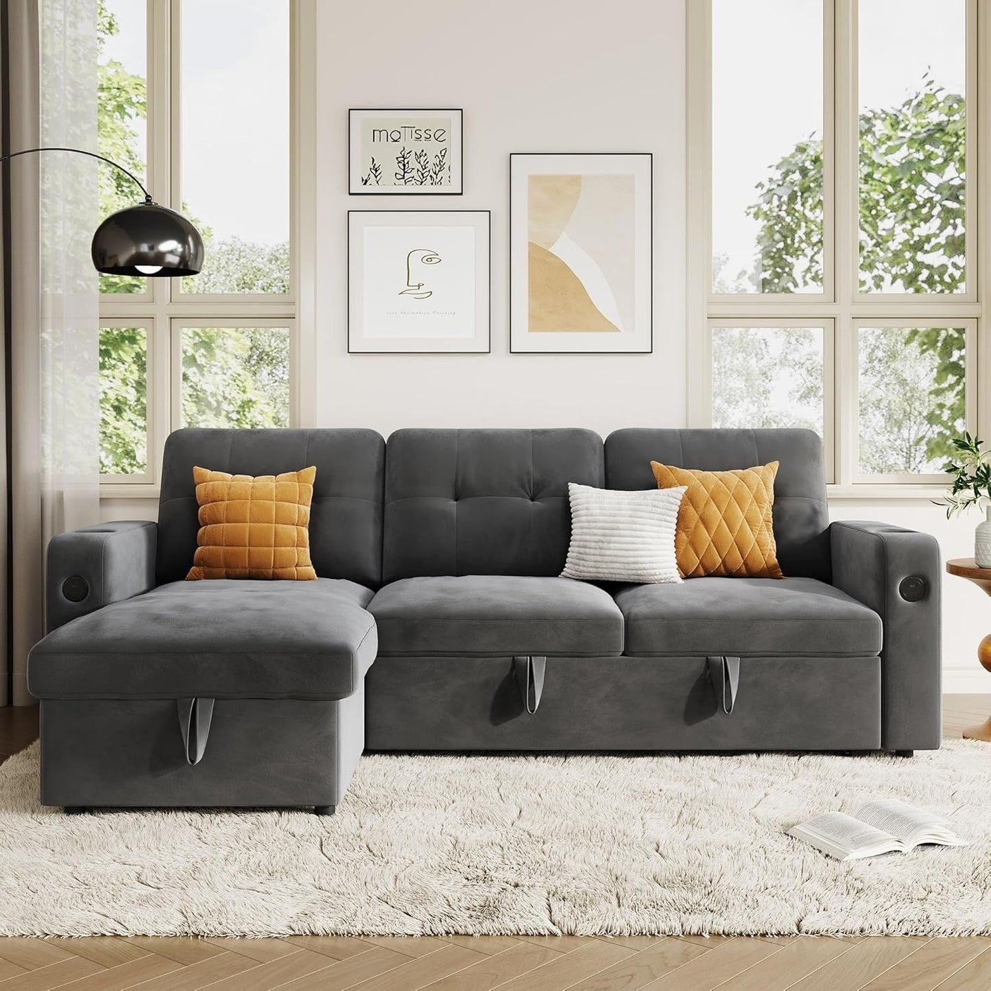 Canapé-lit 84 places, canapé-lit modulaire sectionnel Cloud avec rangement réversible