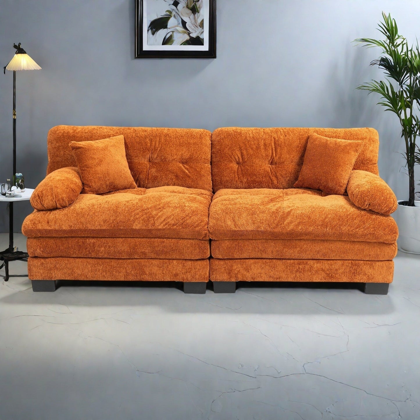 Canapé 3 places rembourré avec rembourrage en mousse à mémoire de forme double couche et oreillers confort gratuits