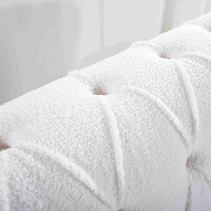 Canapé Chesterfield 3 places blanc à accoudoirs roulés 84