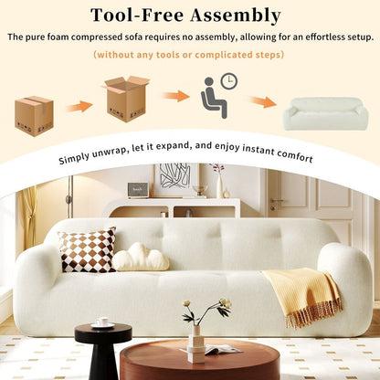 Canapé 3 places moderne en chenille de 85,8 cm, entièrement en éponge compressée, avec mousse sans poudre