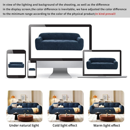 Canapé 3 places moderne en chenille de 85,8 cm, entièrement en éponge compressée, avec mousse sans poudre