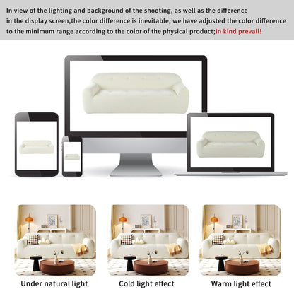 Canapé 3 places en tissu chenille de 85,8 cm de large, avec mousse sans poudre et ressorts ensachés pour un confort optimal.