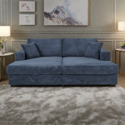 Canapé-lit en velours côtelé de 86,5 po avec 2 ports USB, porte-gobelets et capacité de charge de 250 kg