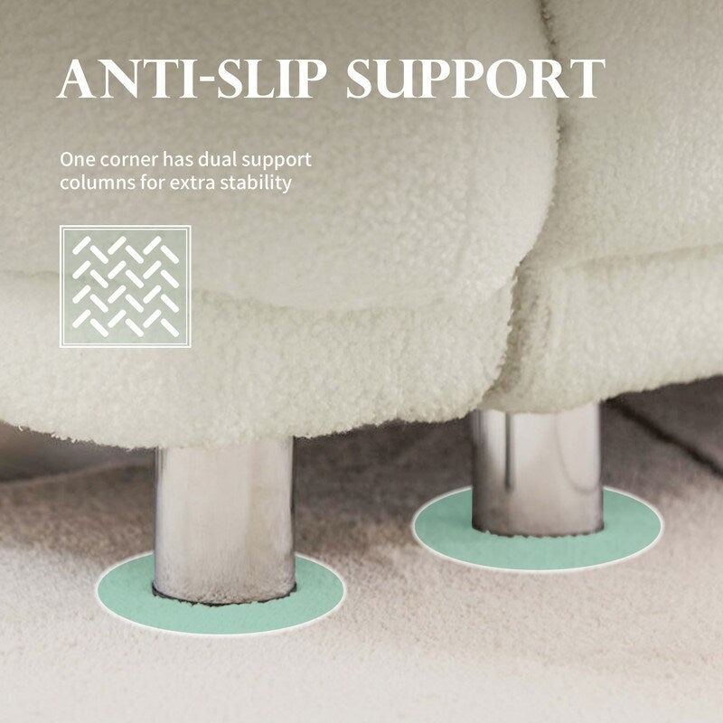 Canapé grand pain en velours Teddy 86,5 avec oreillers blanc