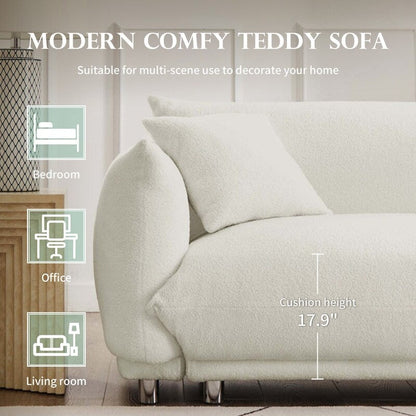 Canapé grand pain en velours Teddy 86,5 avec oreillers blanc