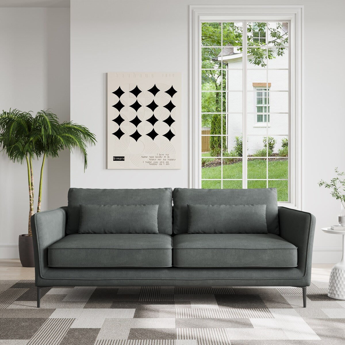 Canapé minimaliste moderne anti-rayures et imperméable 86,61 po, gris foncé