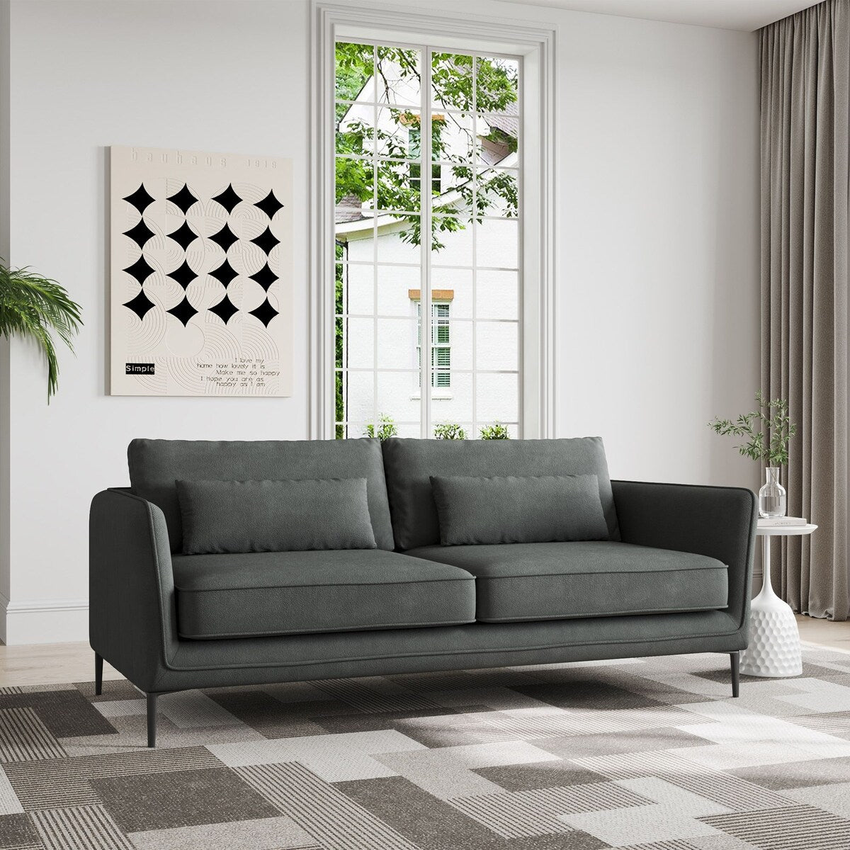 Canapé minimaliste moderne anti-rayures et imperméable 86,61 po, gris foncé