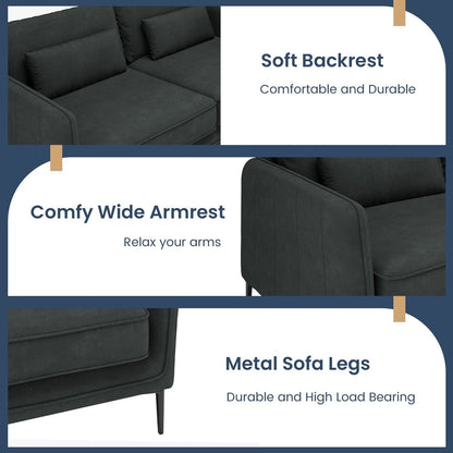 Canapé minimaliste moderne anti-rayures et imperméable 86,61 po, gris foncé