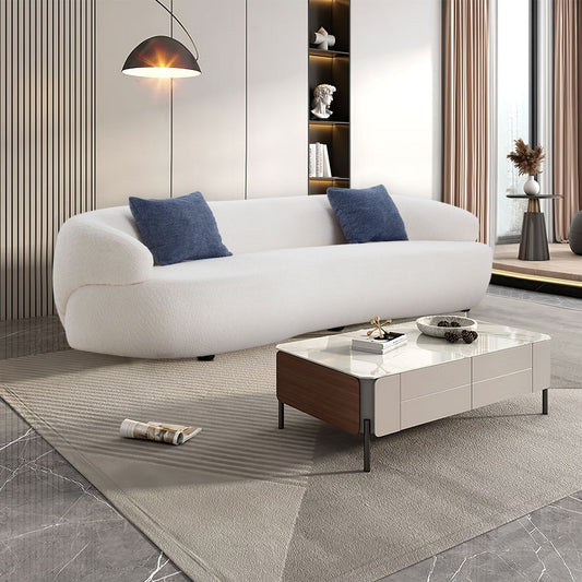 Canapé 3 places moderne incurvé en tissu rembourré de 86,61 pouces