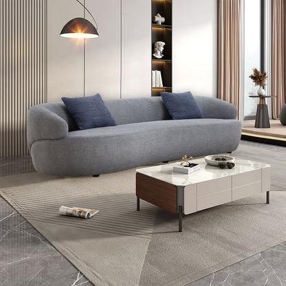 Canapé 3 places moderne incurvé en tissu rembourré de 86,61 pouces