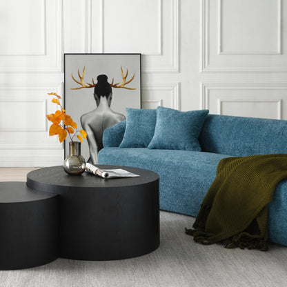 Canapé 3 places moderne incurvé en tissu rembourré de 86,61 pouces