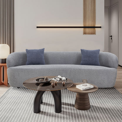 Canapé 3 places moderne incurvé en tissu rembourré de 86,61 pouces