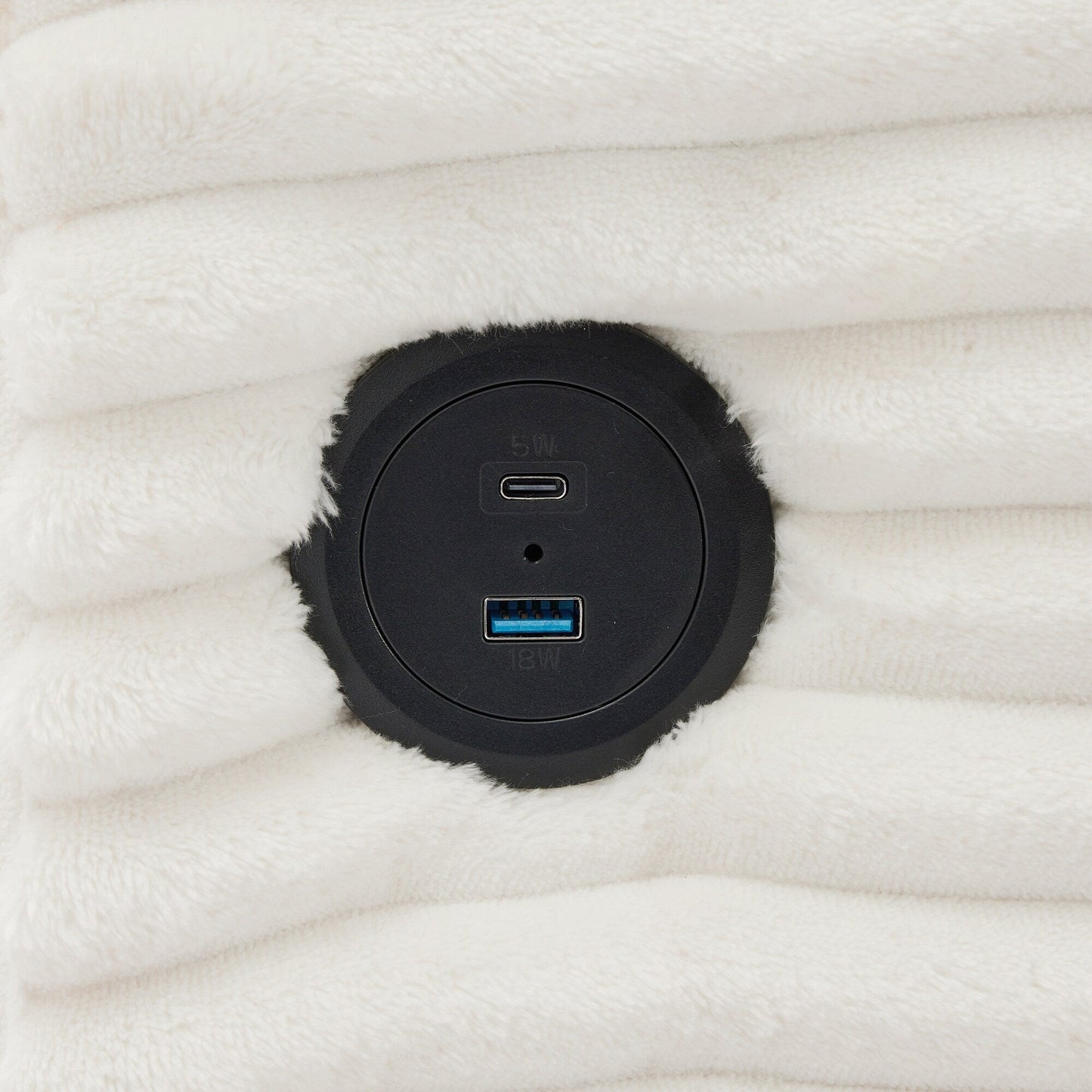 Canapé réversible 2 places en L en velours côtelé avec chargement USB-C et poche de rangement pour le salon