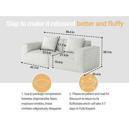 Canapé 3 places en mousse 86,6 avec assise large et profonde, éponge moulée monobloc, housse amovible et lavable