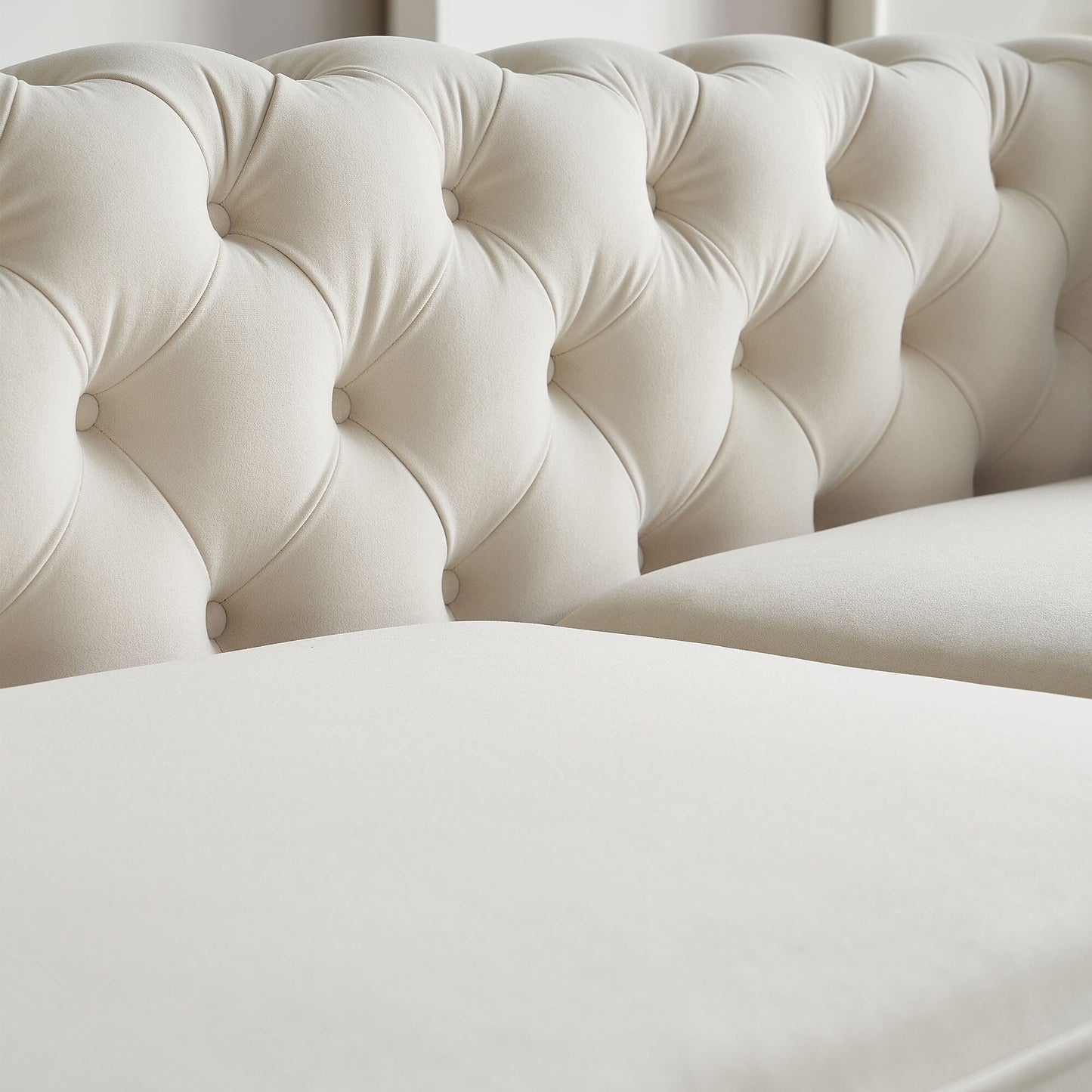 Canapé capitonné moderne de luxe de 86 po de largeur avec 2 coussins décoratifs pour salon et chambre à coucher