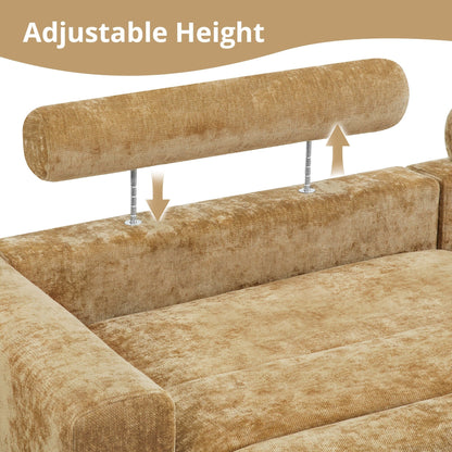 Canapé 3 places moderne de 87 pouces, rembourré, design chenille, pour le salon