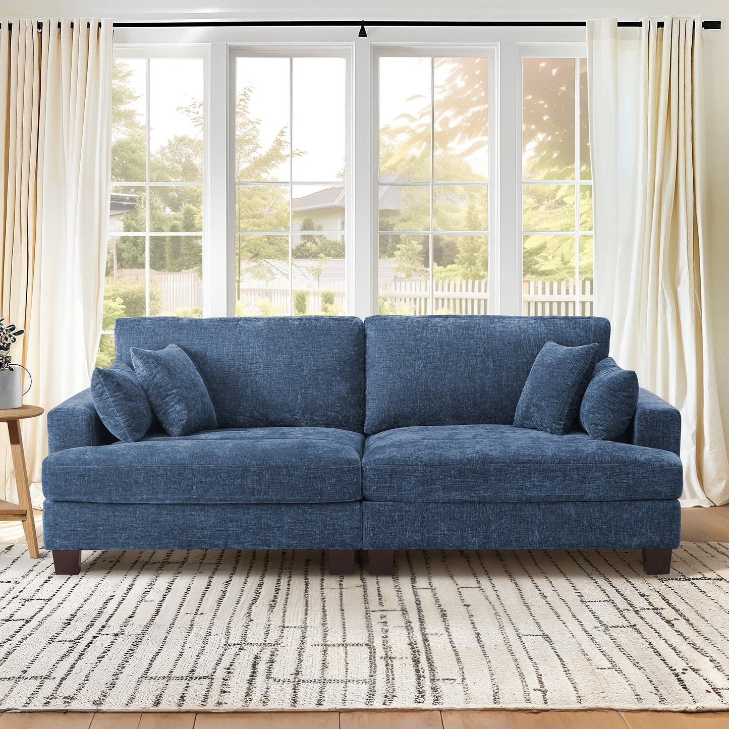 Canapé 3 places moderne de 87 pouces, rembourré, design chenille, pour le salon