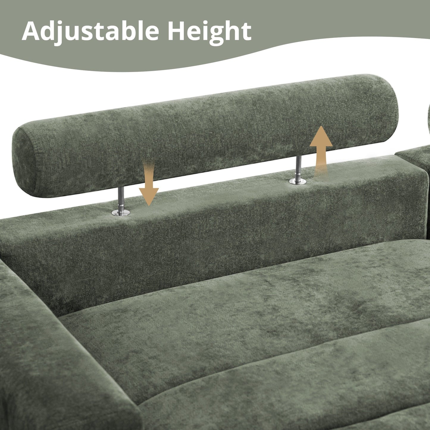 Canapé 3 places moderne de 87 pouces, rembourré, design chenille, pour le salon