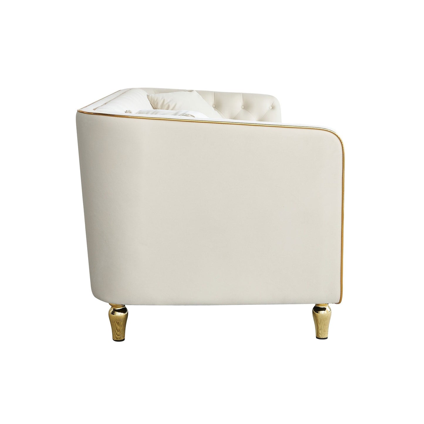 Canapé 3 places classique et moderne en velours côtelé 87.01 avec cadre en pin massif, 2 coussins inclus