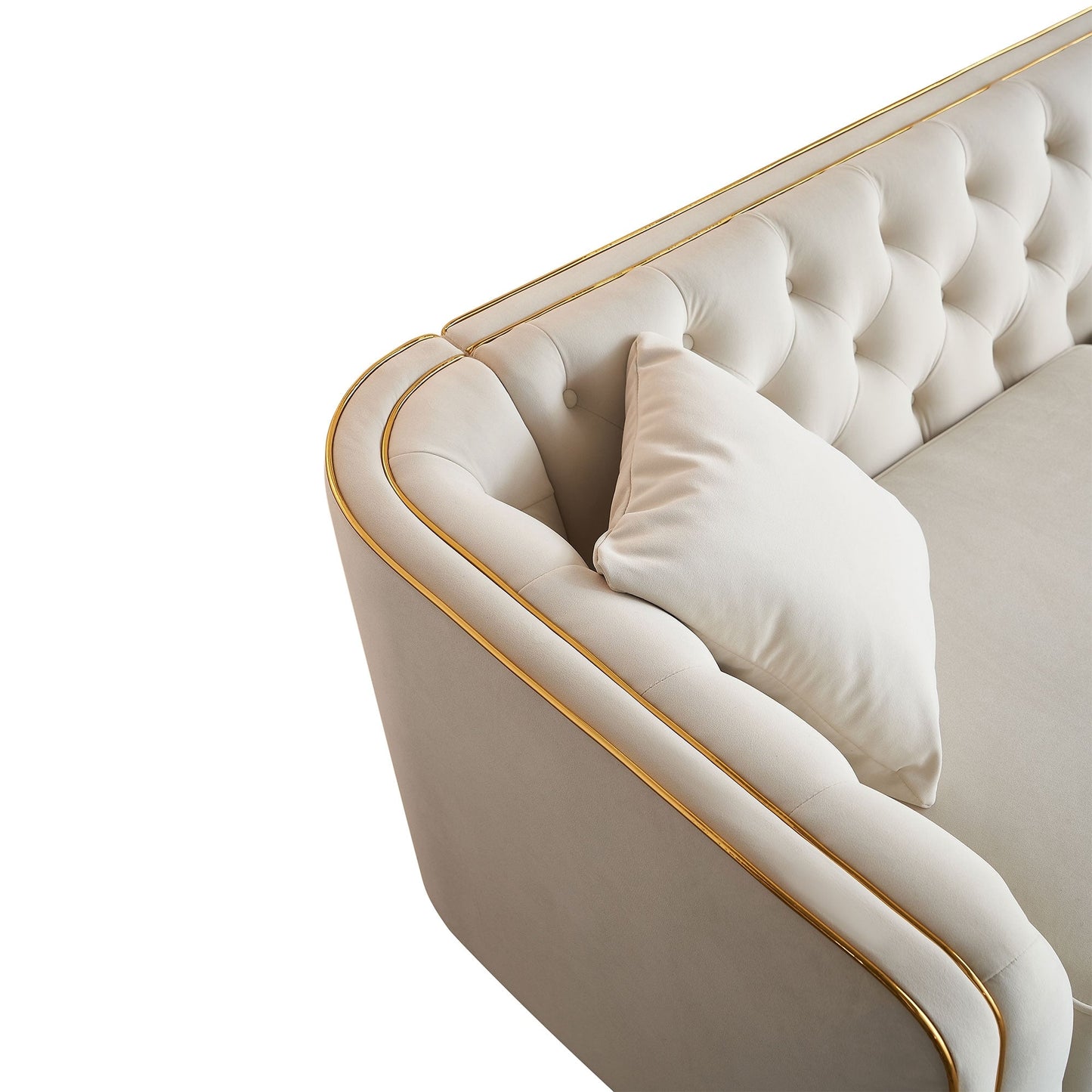 Canapé 3 places classique et moderne en velours côtelé 87.01 avec cadre en pin massif, 2 coussins inclus