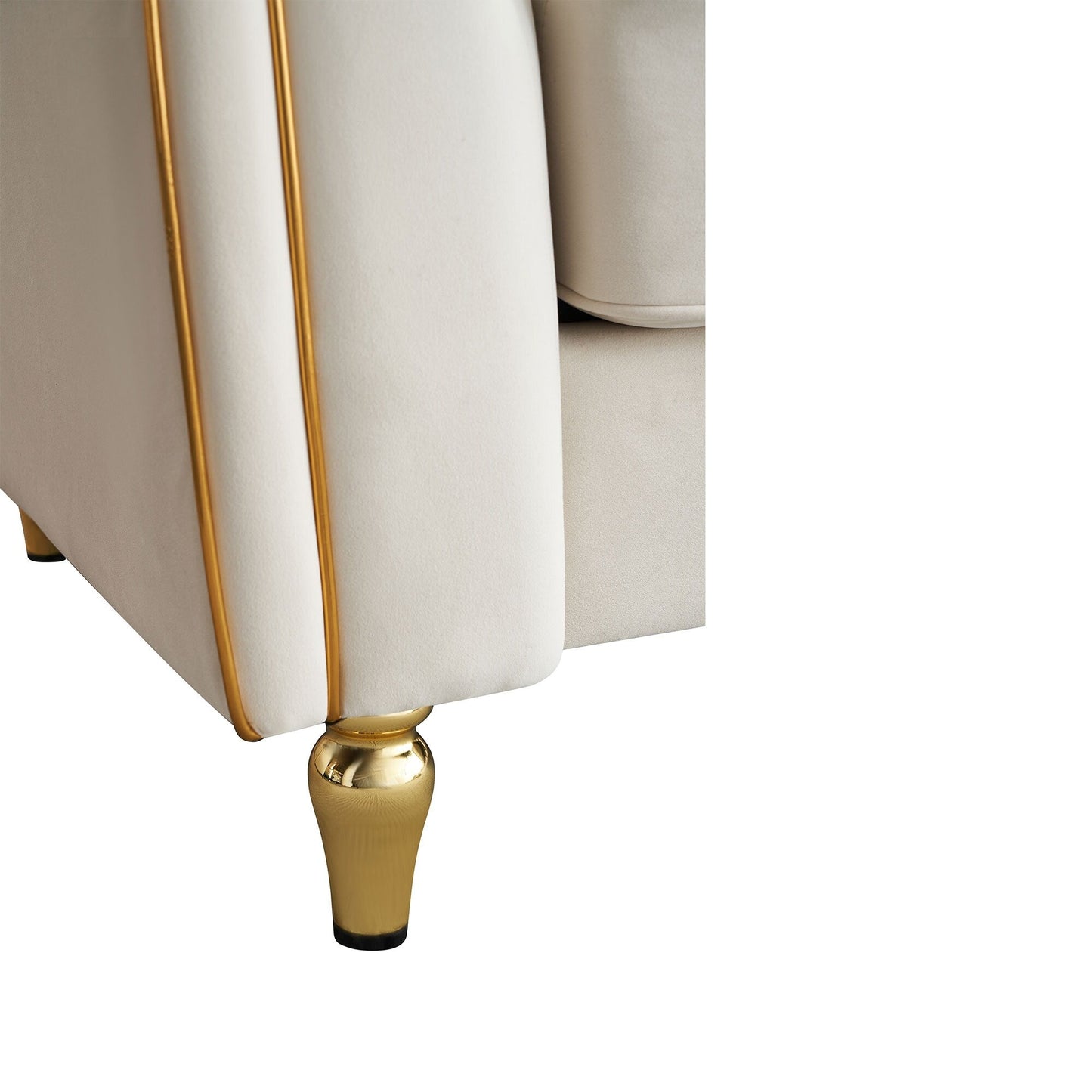 Canapé 3 places classique et moderne en velours côtelé 87.01 avec cadre en pin massif, 2 coussins inclus