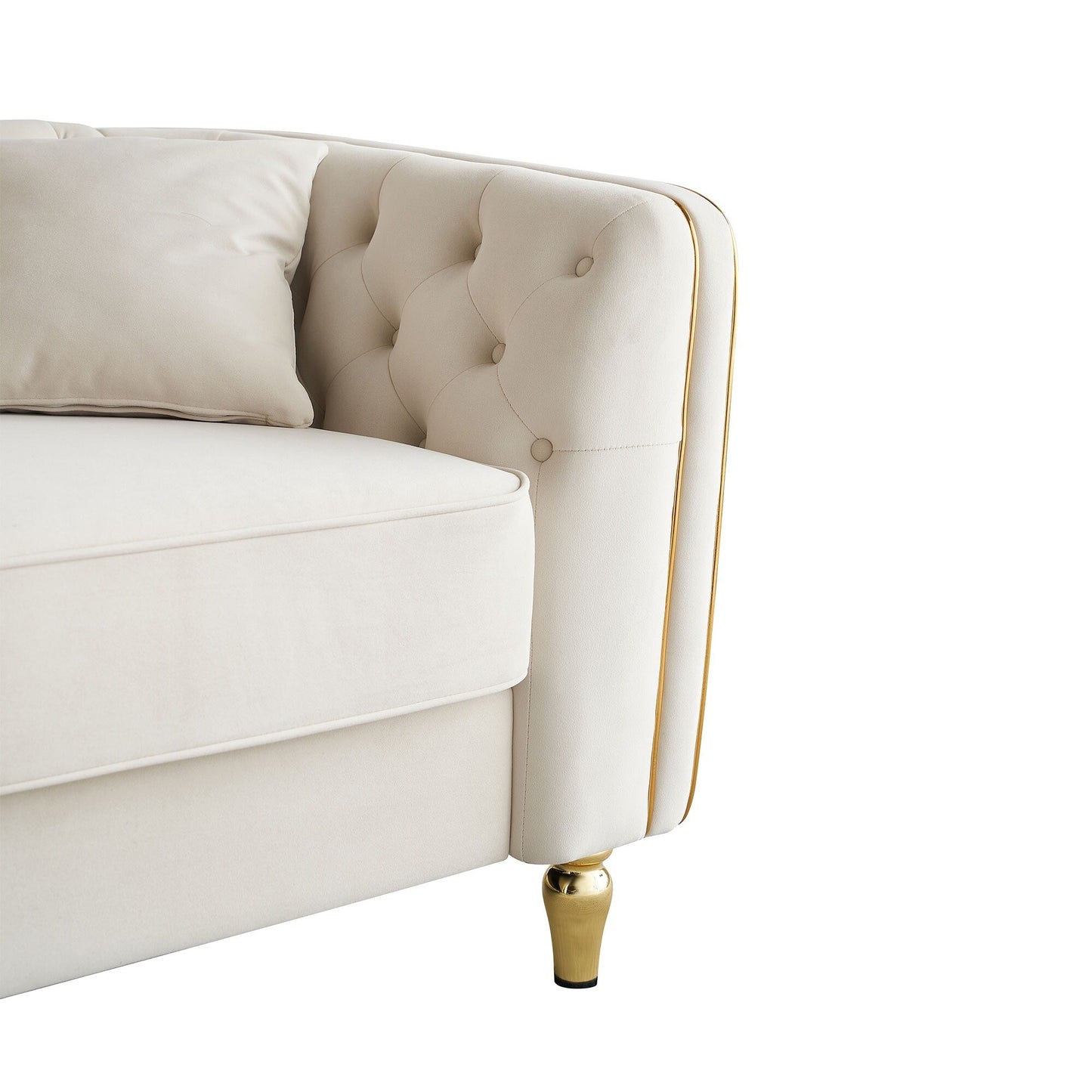 Canapé 3 places classique et moderne en velours côtelé 87.01 avec cadre en pin massif, 2 coussins inclus