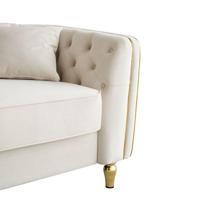 Canapé 3 places classique et moderne en velours côtelé 87.01 avec cadre en pin massif, 2 coussins inclus