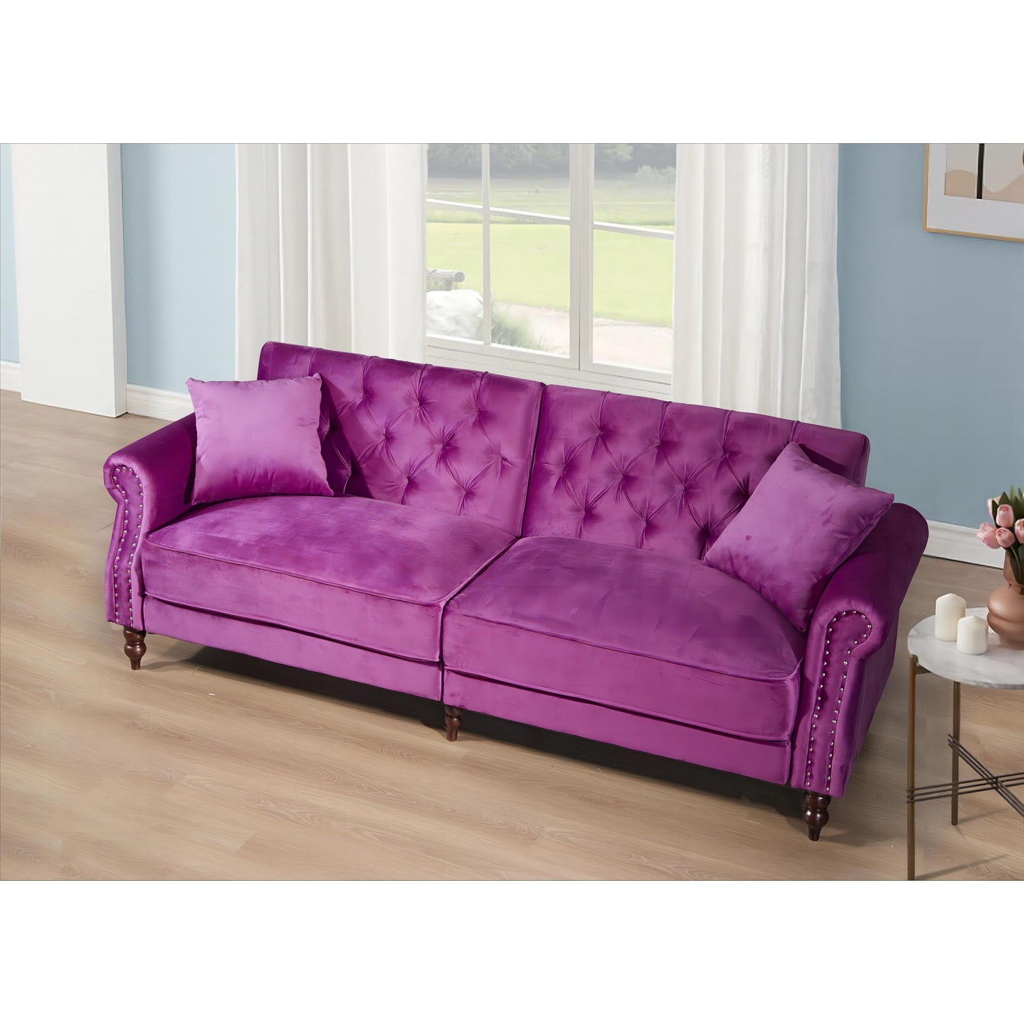 Canapé-lit convertible en velours de 87,8 po avec futon