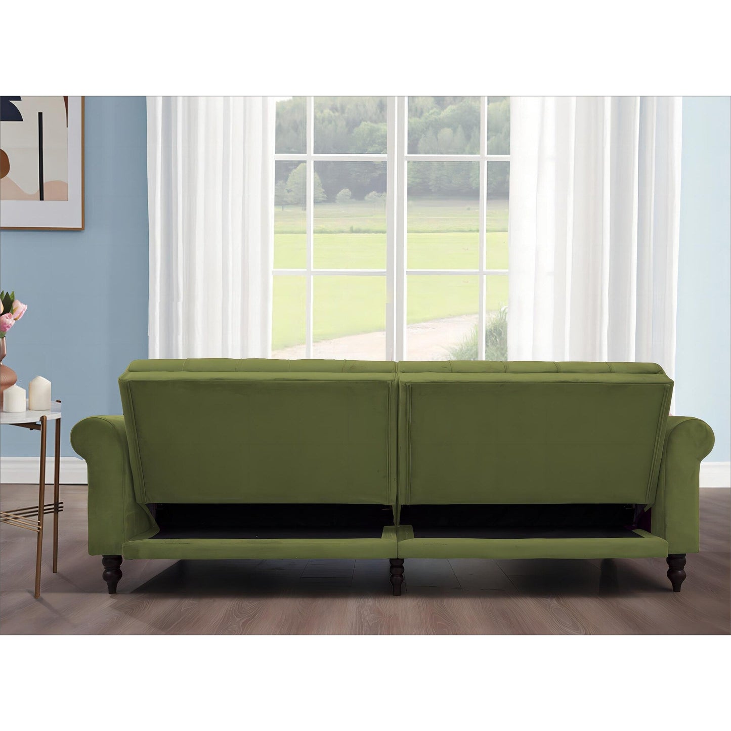 Canapé-lit convertible en velours de 87,8 po avec futon