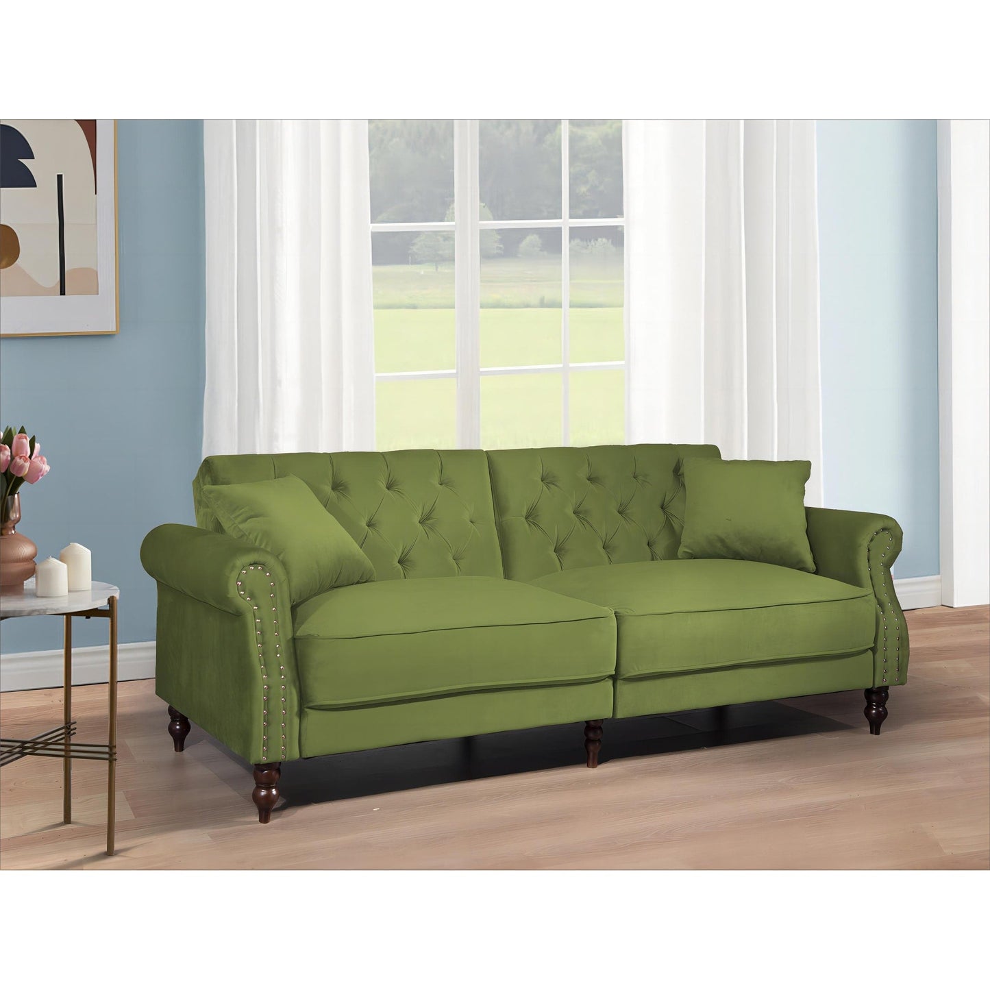 Canapé-lit convertible en velours de 87,8 po avec futon