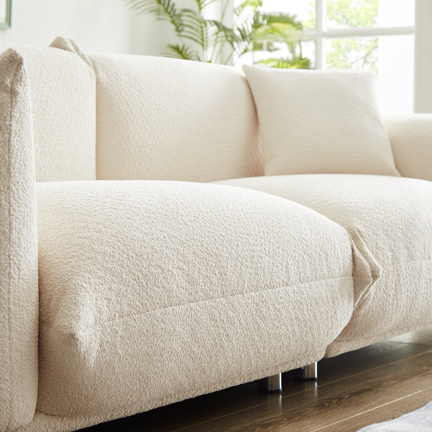 Canapé-causeuse surdimensionné de 87 po avec cadre en métal, 2 coussins et revêtement durable