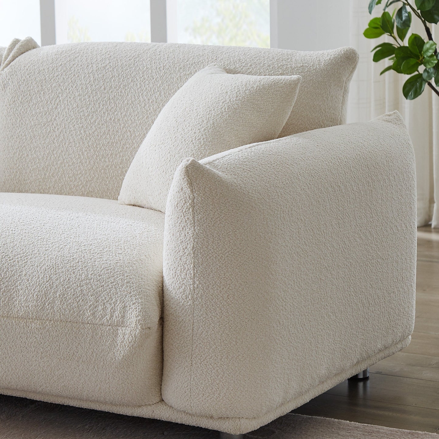 Canapé-causeuse surdimensionné de 87 po avec cadre en métal, 2 coussins et revêtement durable