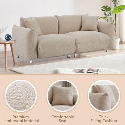 Canapé-causeuse surdimensionné de 87 po avec cadre en métal, 2 coussins et revêtement durable