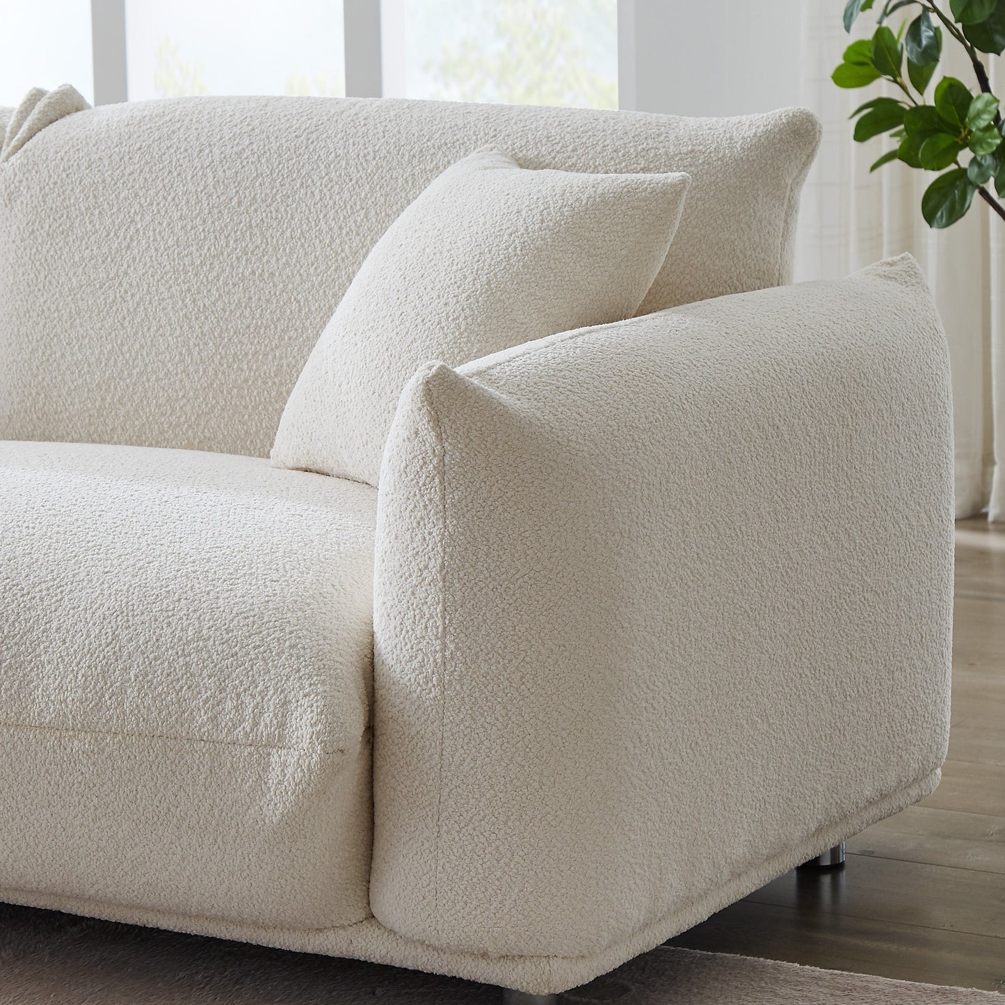 Canapé 3 places moderne en laine d'agneau de 87 pouces avec pieds en métal