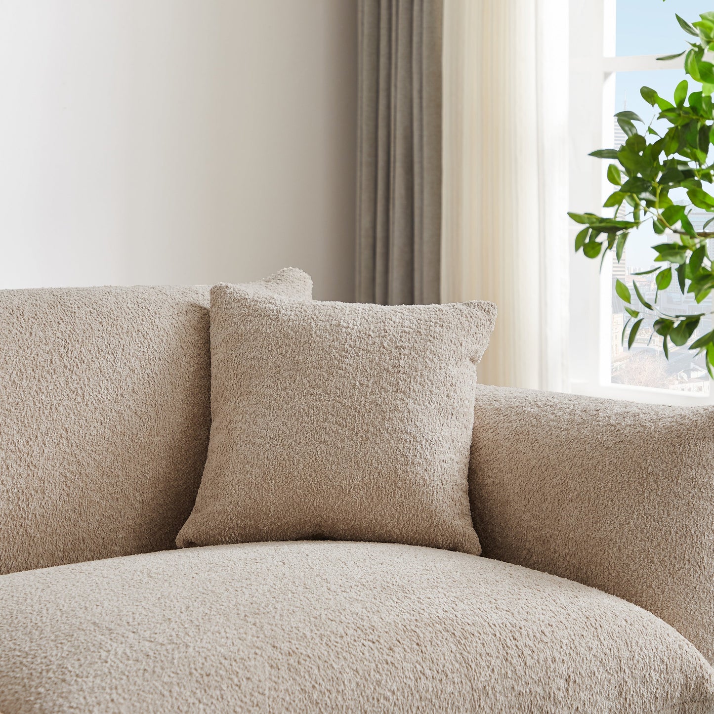 Canapé 3 places moderne en laine d'agneau de 87 pouces avec pieds en métal