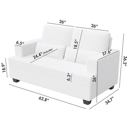 Canapé 3 places en tissu de 88,4 pouces : coussins de dossier amovibles, assise profonde et cadre robuste en bois dur et acier