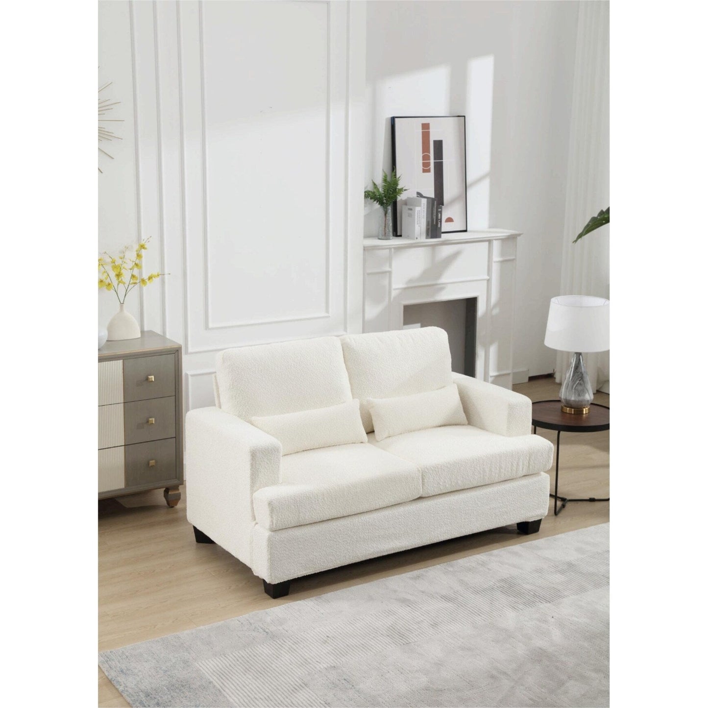 Canapé 3 places en tissu de 88,4 pouces : coussins de dossier amovibles, assise profonde et cadre robuste en bois dur et acier