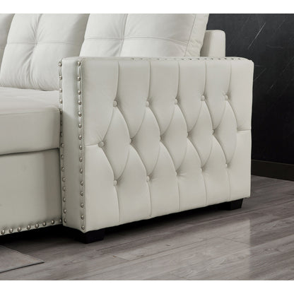 Canapé convertible en microfibre de 88 pouces avec lit gigogne et méridienne de rangement