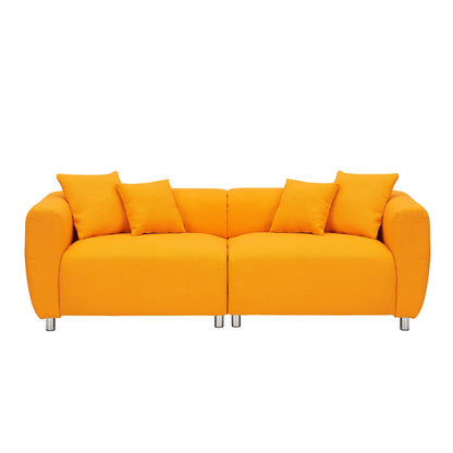 Canapé 3 places 89 - Canapé de salon moderne avec cadre en bois massif, pieds en métal et 4 coussins