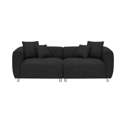 Canapé 3 places 89 - Canapé de salon moderne avec cadre en bois massif, pieds en métal et 4 coussins