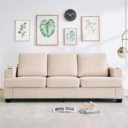 Canapé 3 places 89, canapé à assise profonde, canapés modernes et confortables pour le salon avec porte-gobelets