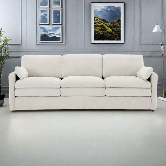 Canapé 3 places en chenille avec coussins double épaisseur pour le salon