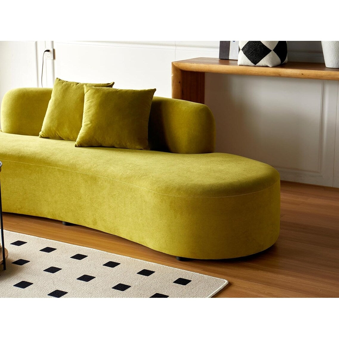 Canapé de salon incurvé en velours demi-lune de 90,2 pouces