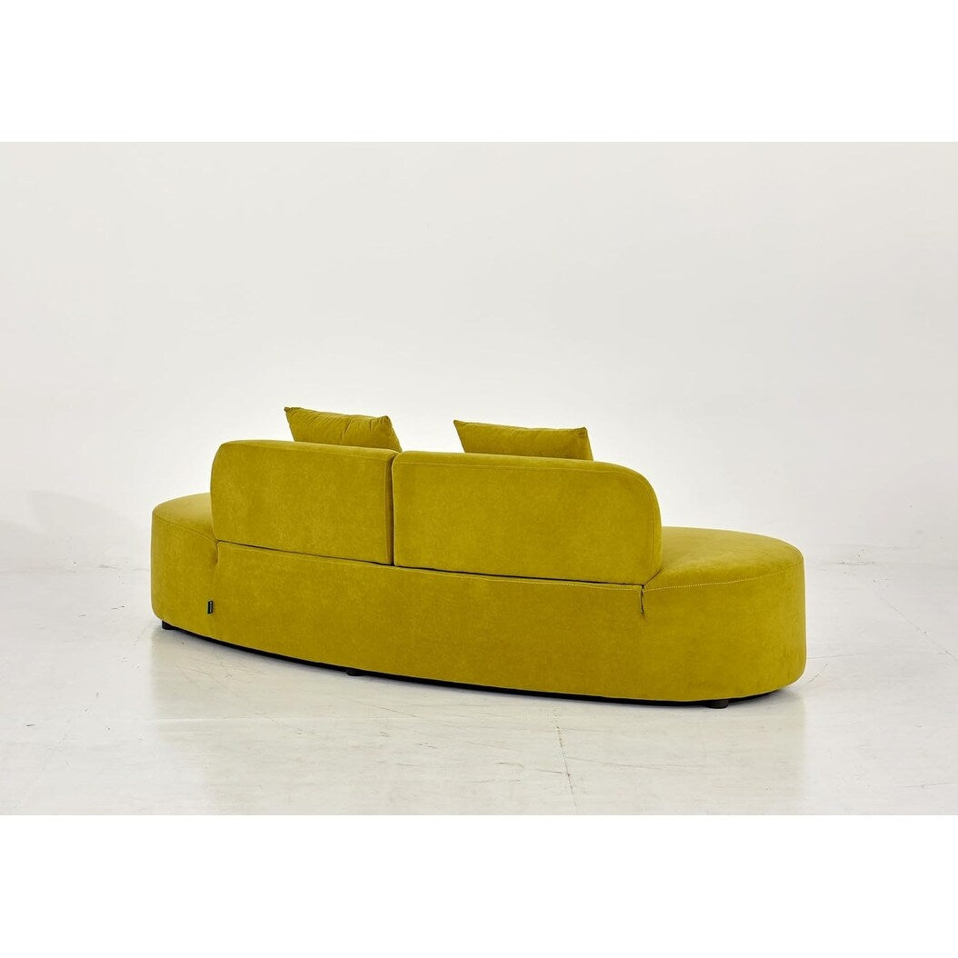 Canapé de salon incurvé en velours demi-lune de 90,2 pouces