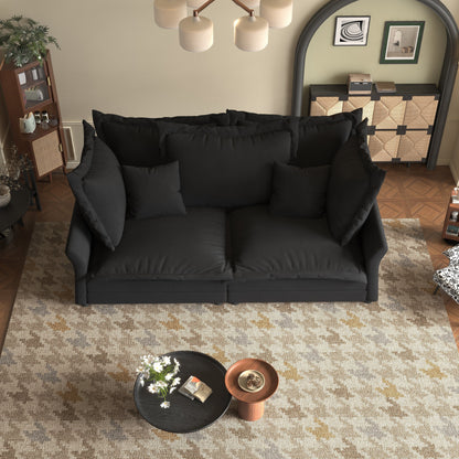 Canapés modernes à assise profonde avec plusieurs grands coussins moelleux