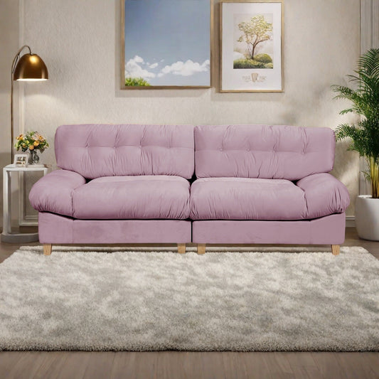 Canapé 3 places en tissu 90,5 avec mousse haute densité et base en bois massif