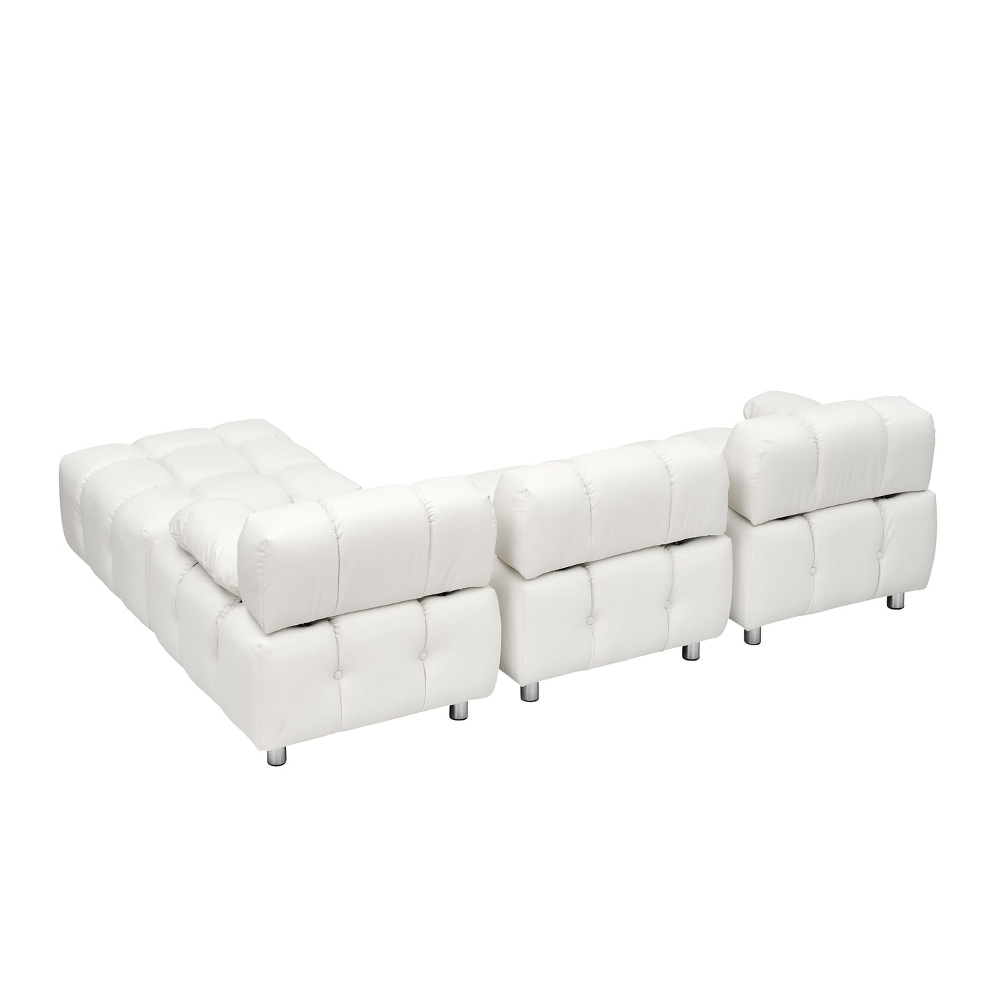 Canapé 3 places pliable en tissu technique moderne blanc de 230 cm, imperméable et résistant aux taches, avec pieds en métal